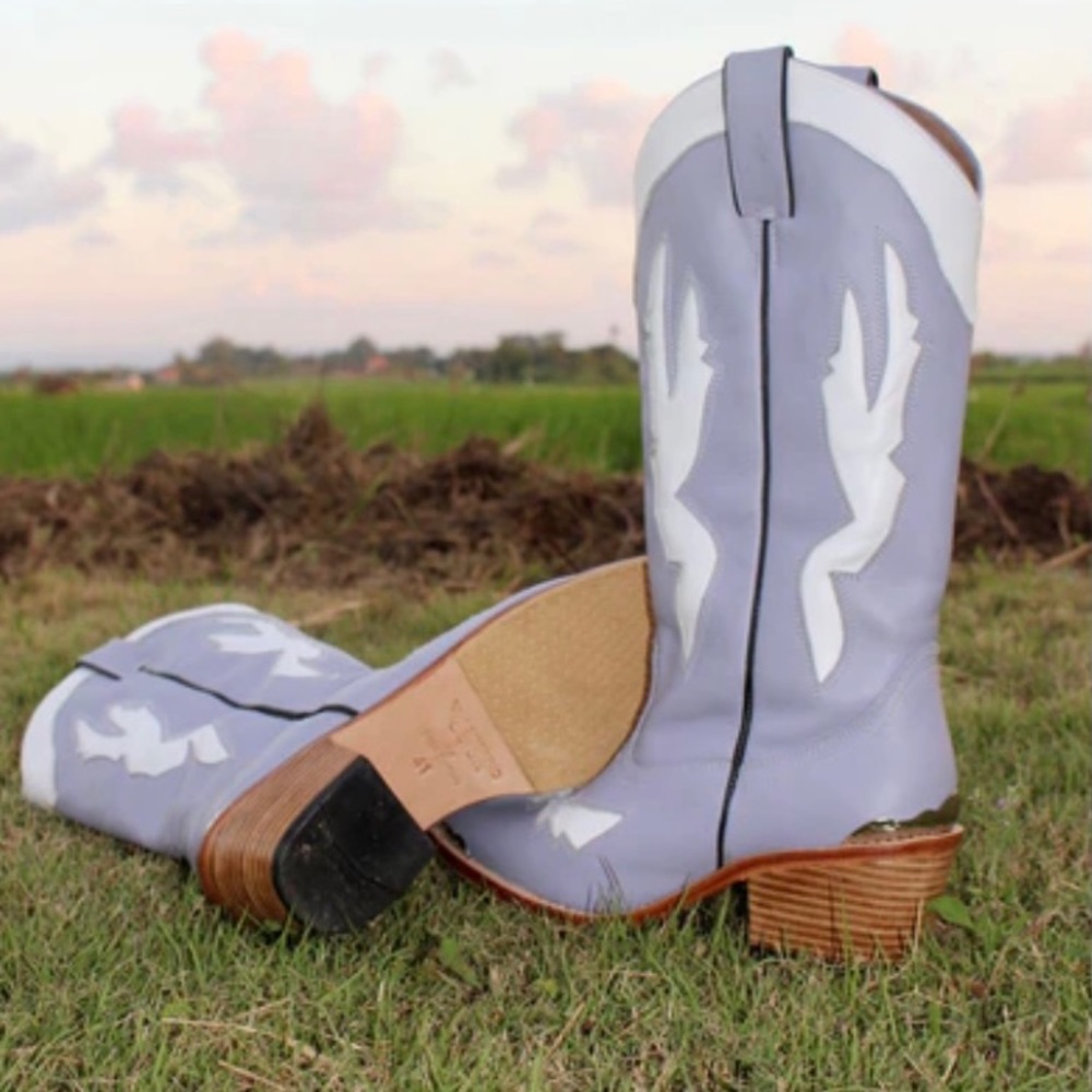 Two Tone Light blue/purple Cowboy Boots